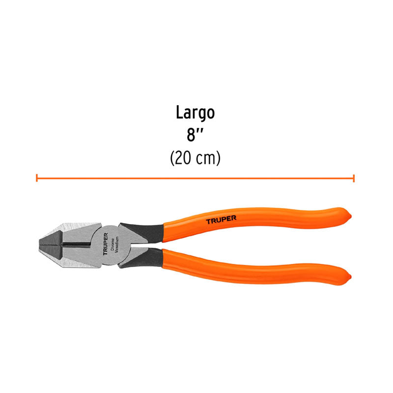 Pinza Para Electricista 8" Uso Rudo, Mango Pvc, Truper