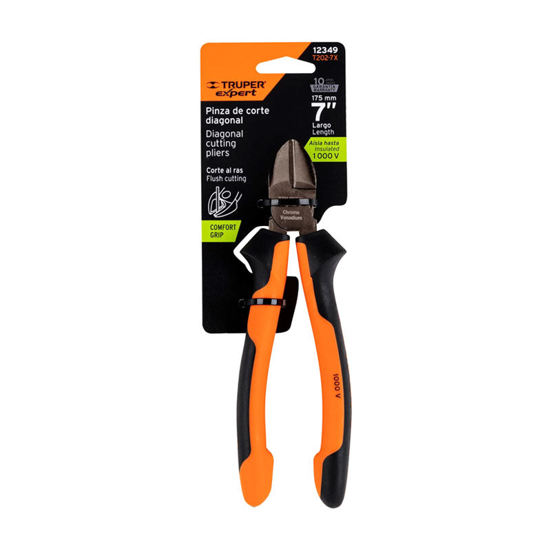 Pinza Corte Diagonal 7" Mango Comfort Grip, Truper Expert