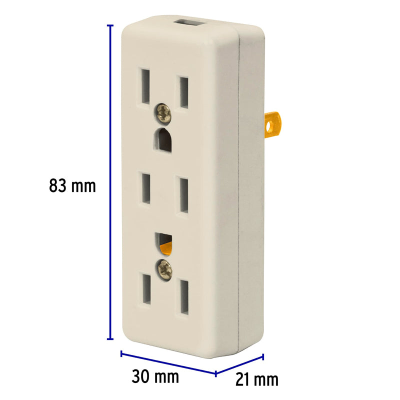 Multicontacto Triple, 2 Polos + Tierra, Volteck