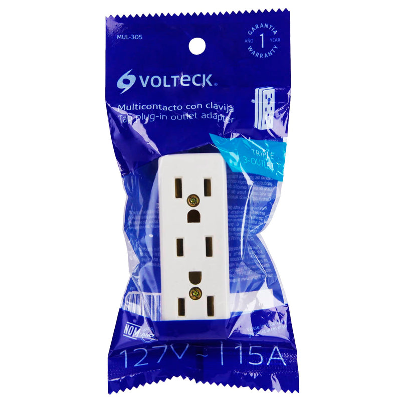 Multicontacto Triple, 2 Polos + Tierra, Volteck