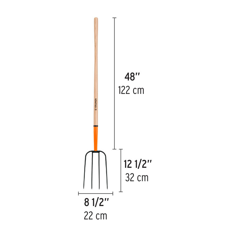 Bieldo Para Paja, 4 Dientes, Mango 48", Truper