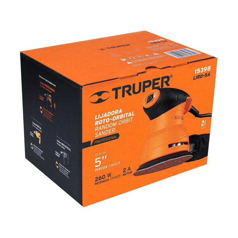 Lijadora Roto Orbital 5" 260 W, Profesional, Truper