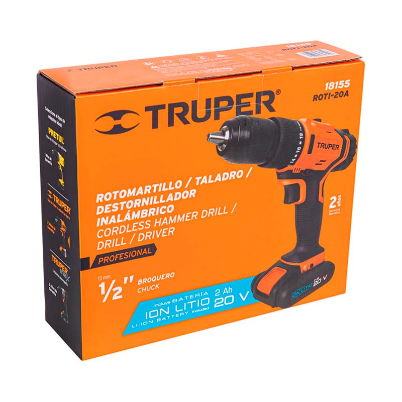 Rotomartillo Inalámbrico 1/2", 20 V 18155, Truper