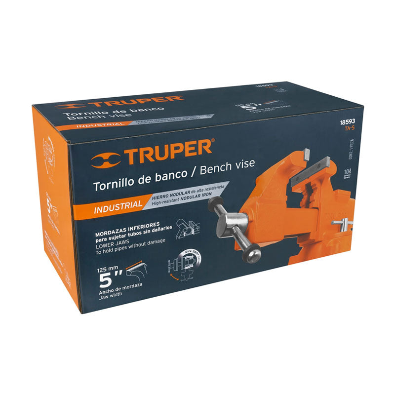 Tornillo De Banco 5" Uso Industrial De Hierro Nodular, Truper