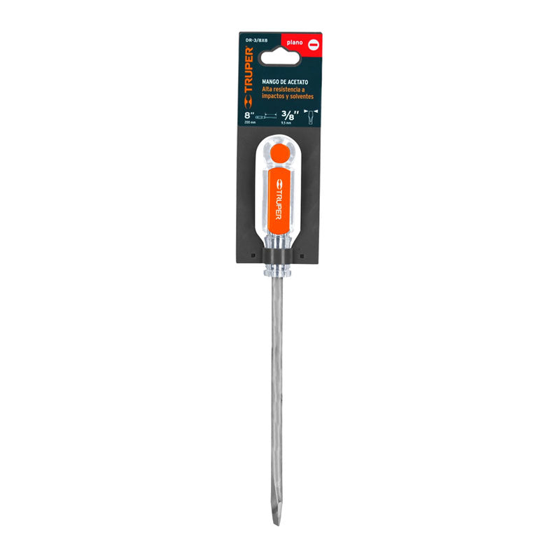 Desarmador Plano 3/8" X 8" Mango De Acetato, Truper