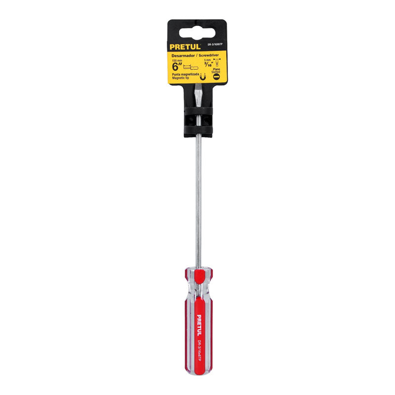 Desarmador Plano 3/16 X 6" Mango De Pvc, Pretul