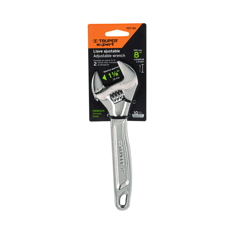 Llave Ajustable (Perico) 8" Profesional Cromada, Expert