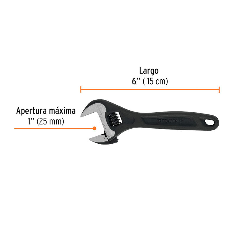 Llave Ajustable (Perico) 6" Profesional Pavonada, Expert