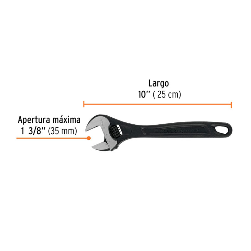 Llave Ajustable (Perico) 10" Profesional Pavonada, Expert