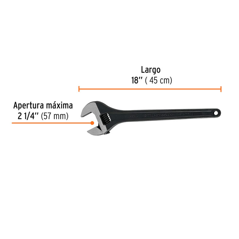 Llave Ajustable (Perico) 18" Profesional Pavonada, Truper Expert
