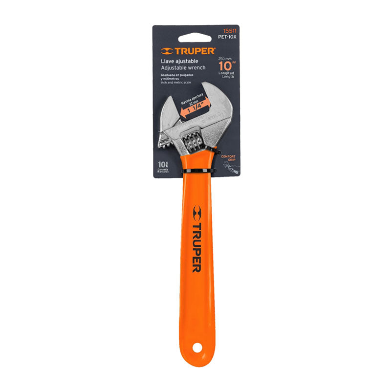 Llave Ajustable (Perico) 10" Cromada Mango De Pvc, Truper