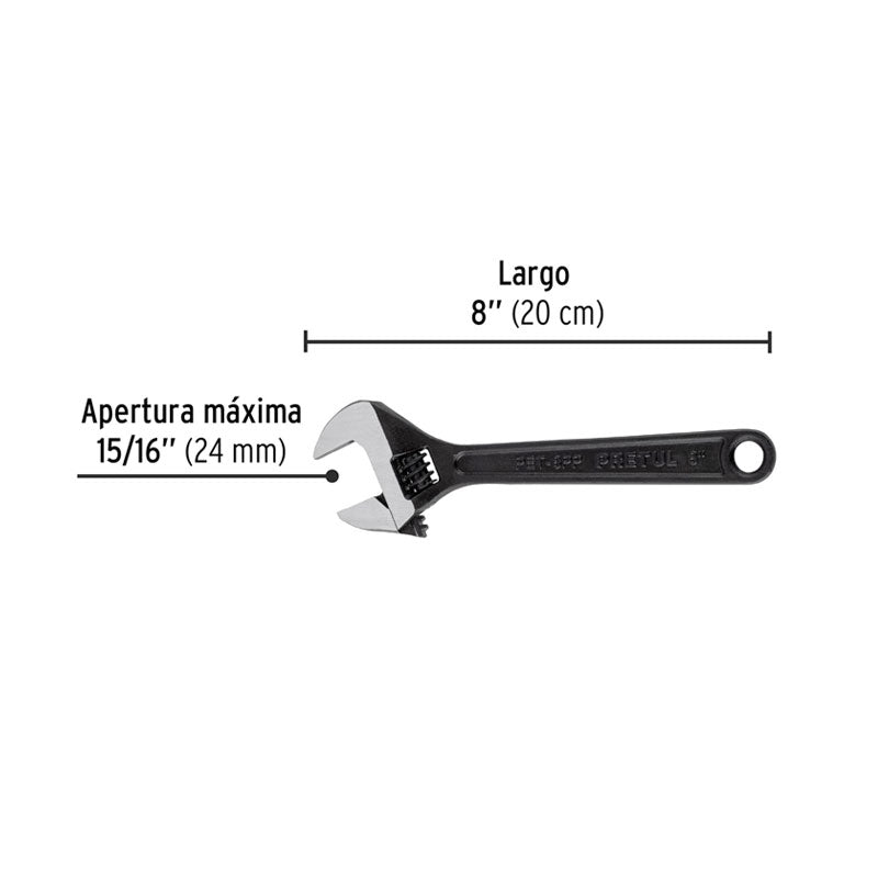 Llave Ajustable (Perico) 8" Pavonada, Pretul