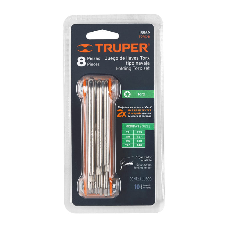 Juego De 8 Llaves Torx Tipo Navaja, Cuerpo De Lámina, Truper