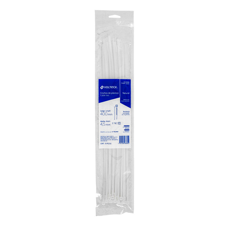 Bolsa Con 25 Cinchos Plásticos 50 Lb, 400X4.5 Mm, Naturales
