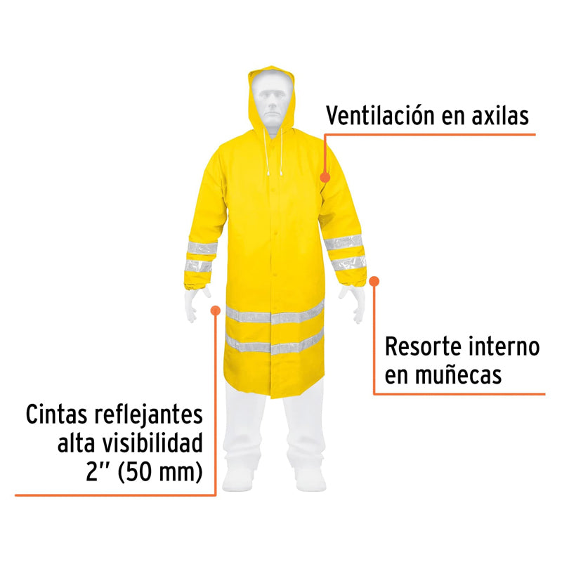 Gabardina Impermeable Grande, Doble Capa Con Reflejante, 17723 Truper Imrefl