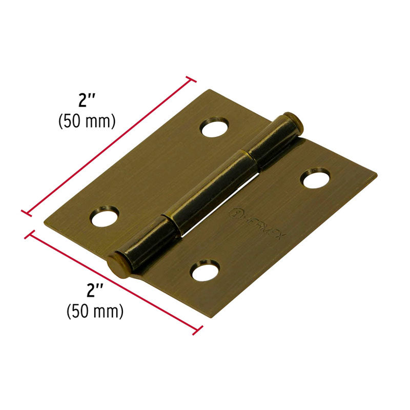 Bisagra Cuadrada 2", Latón Antiguo, Cabeza Plana, Hermex