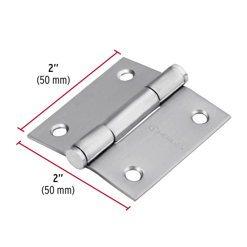 Bisagra Cuadrada 2" Acero Inox, Cabeza Plana, Hermex