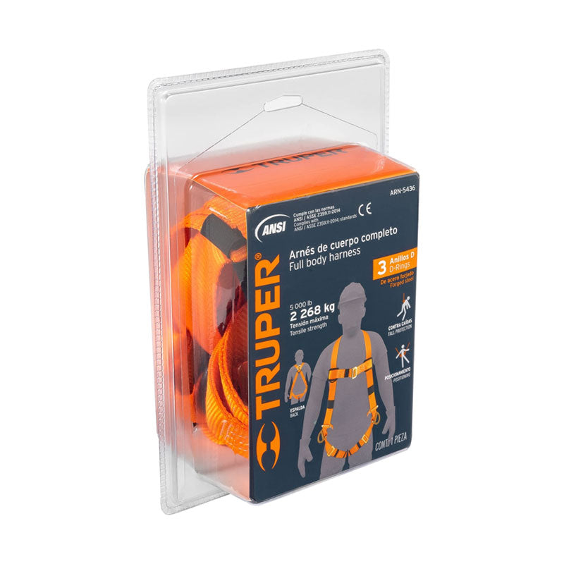 Arnés De Cuerpo Completo 3 Anillos, Laterales, Ansi, Truper