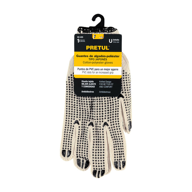 Guantes De Algodón Con Puntos De Pvc En Palma Y Dorso,Pretul
