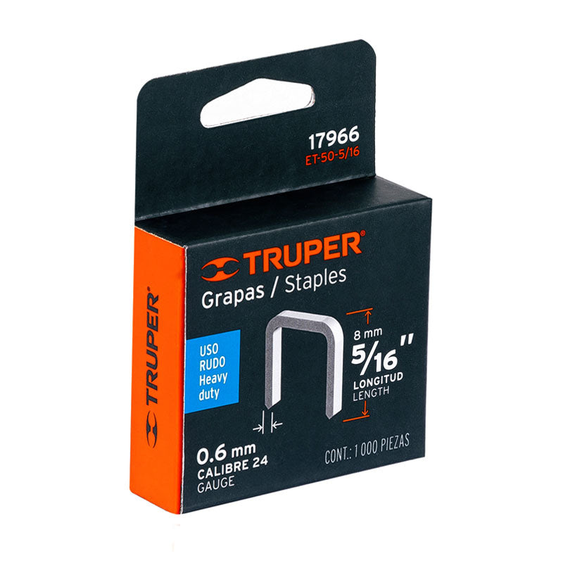 Caja Con 1000 Grapas 5/16" Corona 10.7 Mm Para Et 50, Truper