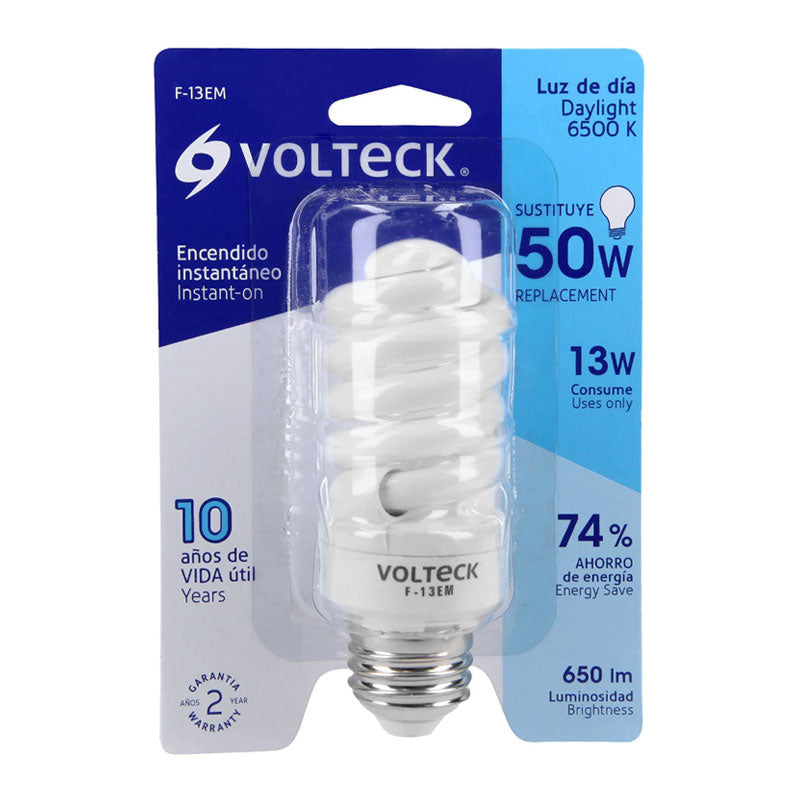 Lámpara Espiral Mini T2 13 W Luz De Día En Blíster, Volteck