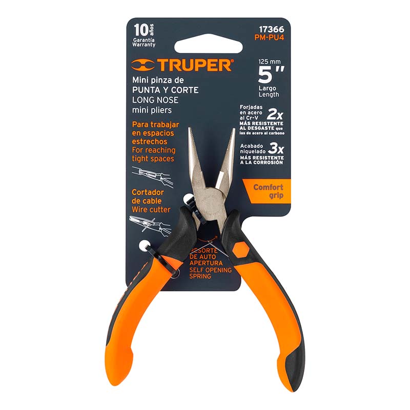 Mini Pinza De Punta Y Corte 5" Mango Comfort Grip 17366, Truper - Tool Ferreterías / Ferretodo - Herramientas y material de construcción.