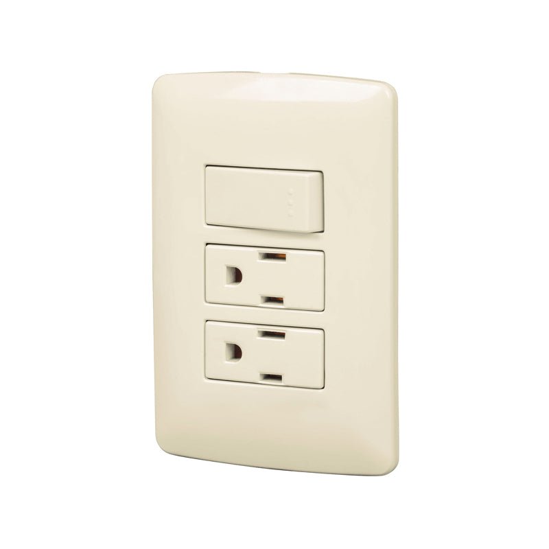 Placa Armada 2 Contactos E Interruptor Marfil Línea Italiana Volteck - Tool Ferreterías / Ferretodo - Herramientas y material de construcción.