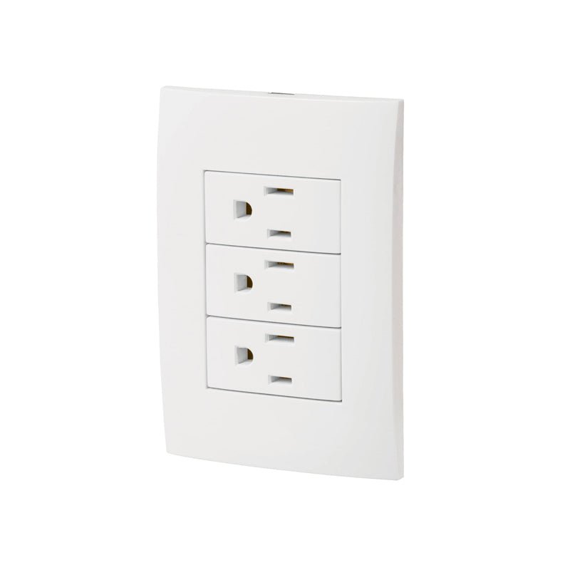 Placa Armada 3 Contactos Aterrizados Línea Oslo Blanco Volteck - Tool Ferreterías / Ferretodo - Herramientas y material de construcción.