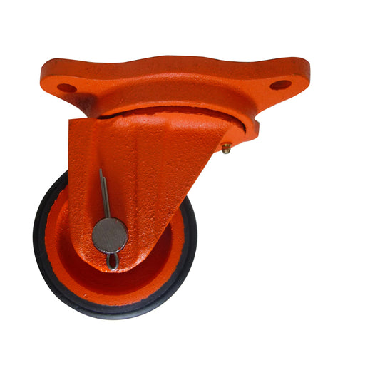 Rueda Giratoria 4" Fierro Vulcanizado Naranja G4 Fv Polivom