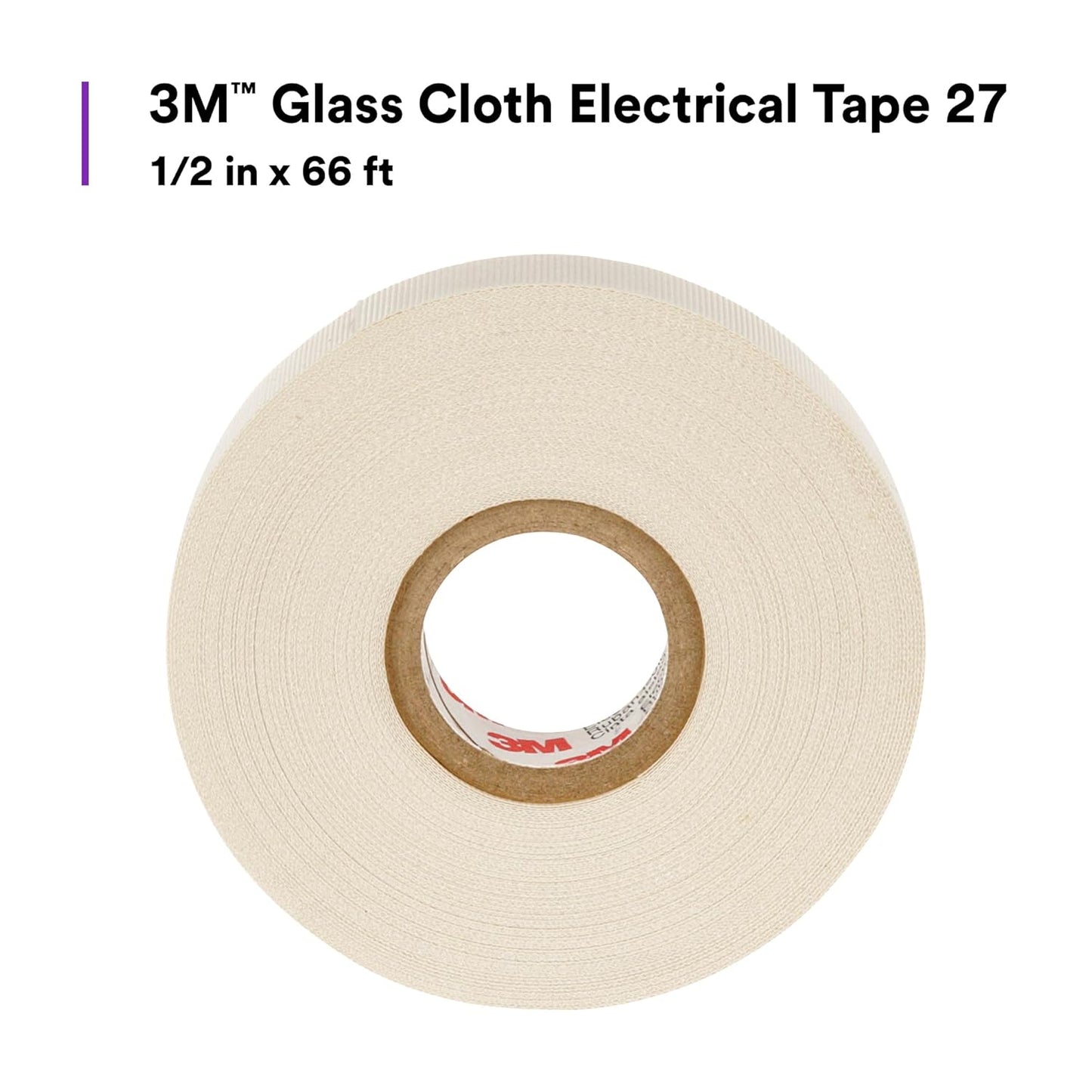 Cinta aislar fibra vidrio 1/2" X 20 Mt 3M N.27