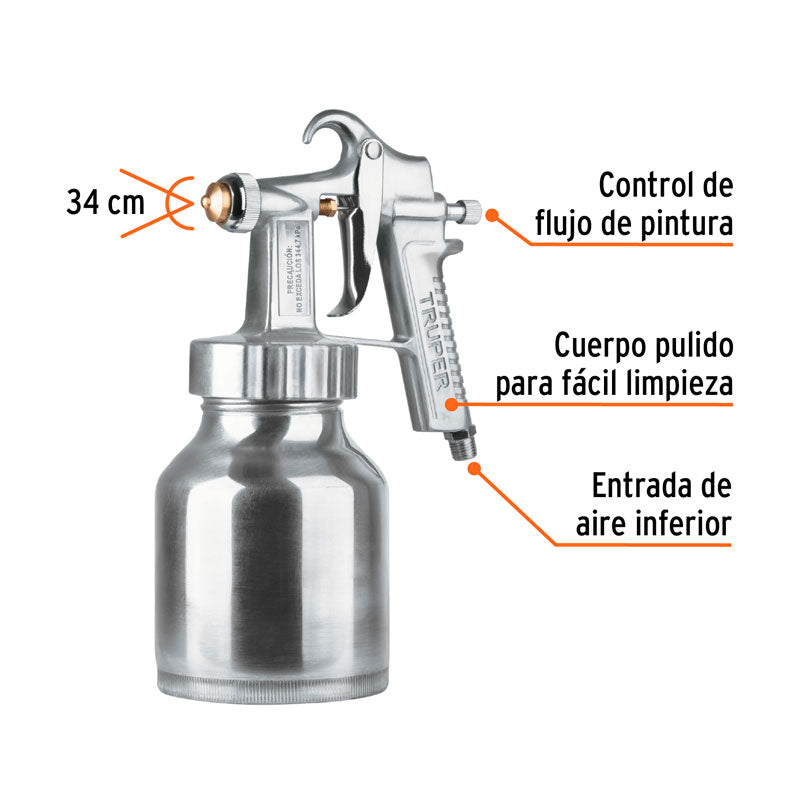 Pistola para pintar de 20 a 50 psi, 14037 Truper PIPI 200