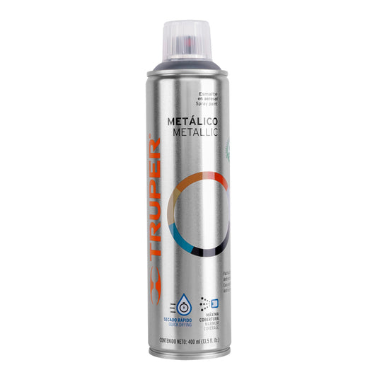 Pintura en aerosol de 400 ml, cromo metálico, bote esbelto, 19053 Truper PAM-CR