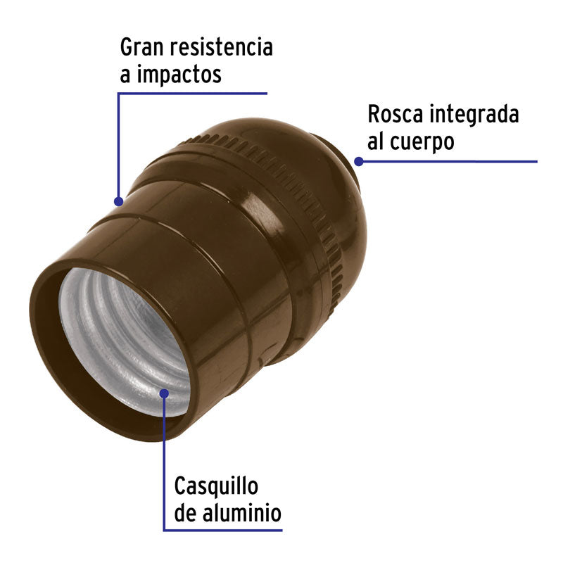 Portalámpara de policarbonato, sencillo, 46542 Volteck POBS 10