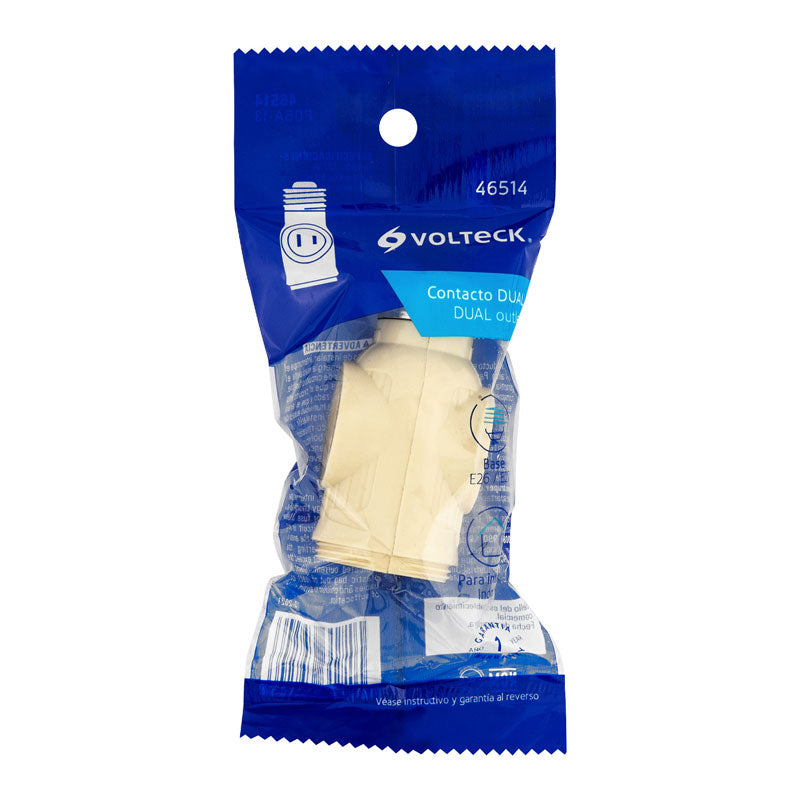 Portalámpara de baquelita con doble contacto, color marfil, 46514 Volteck POBA 13