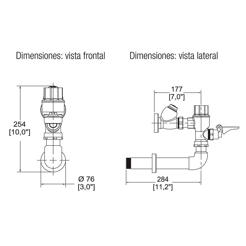 Fluxómetro de pedal para wc de 4.8 litros, Helvex 310-WC-4.8