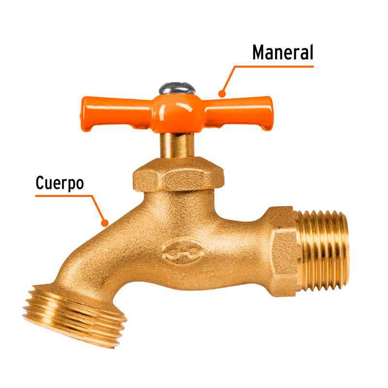 Llave de nariz para jardín de 1/2", 13147 Truper LLJ 140B