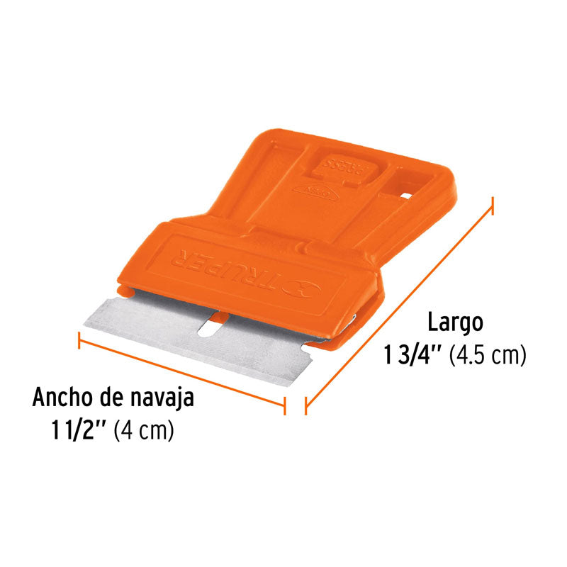Mini raspador plástico con navaja de 1 1/2", 12352 Truper RASP 1