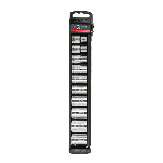 Juego de 10 dados cuadro de 1/2" std, 14176 Truper JD 1/2X10P