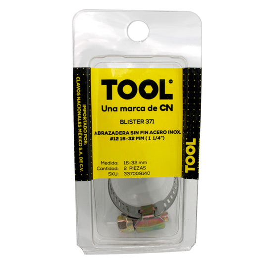Blíster 371 Abrazadera Sin Fin Acero Inoxidable #12 16 32 Mm