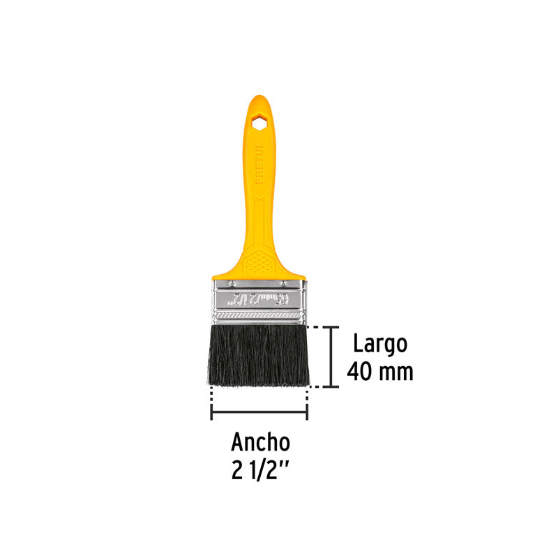 Brocha de uso general de 2 1/2” con mango de plástico, PRETUL, BRP-2-1/2 / 21527