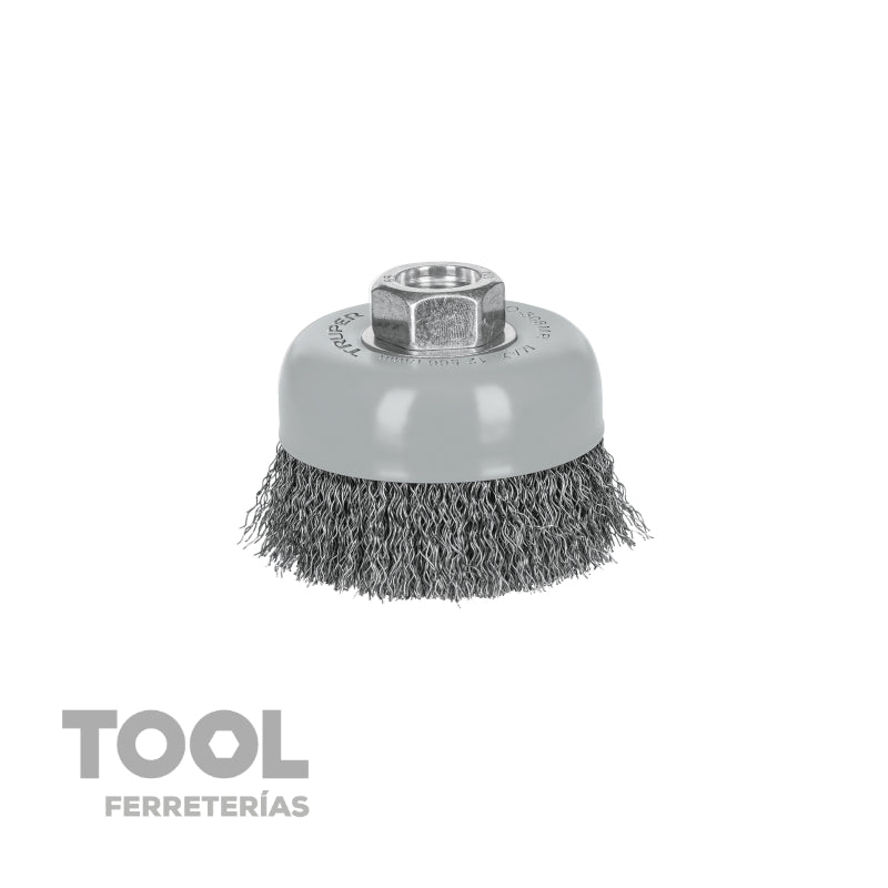 Carda copa de 3” alambre ondulado fino, TRUPER, CO-508MR, 100857