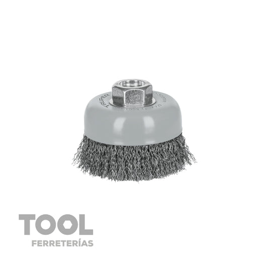 Carda copa de 3” alambre ondulado fino, TRUPER, CO-508MR, 100857