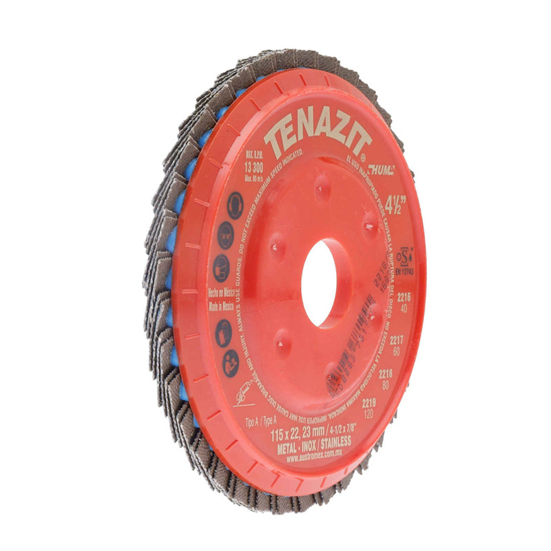 Disco laminado de 4 1/2" x 7/8", grano zirconio TZHUM-80, 2218 Tenazit