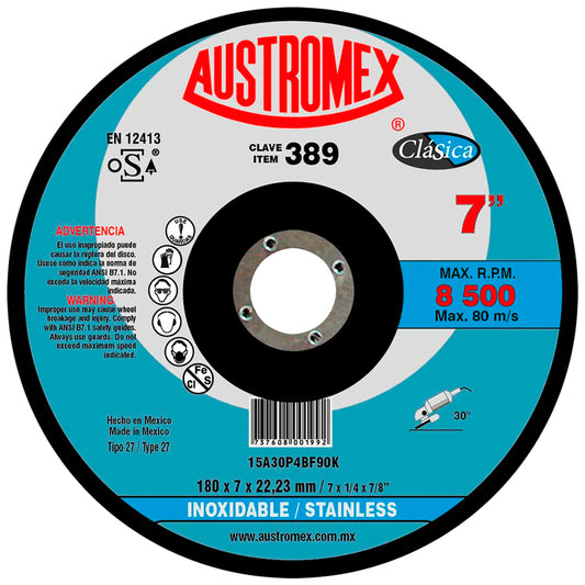 Disco Desbaste Inoxidable 7" X ¼" Austromex 389