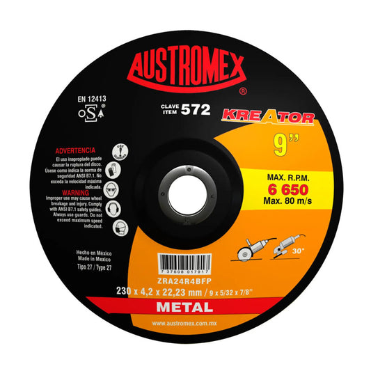 572 Disco Metal C/Cazuela 9"X5/32"X7/8" Austromex