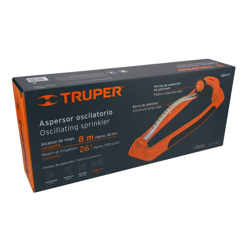 Aspersor Oscilatorio, Metal Plástico, Truper - Tool Ferreterías / Ferretodo - Herramientas y material de construcción.