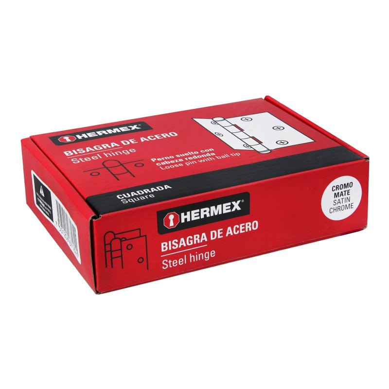 Bisagra Cuadrada 2 1/2", Cromo Mate, Cabeza Redonda, Hermex - Tool Ferreterías / Ferretodo - Herramientas y material de construcción.