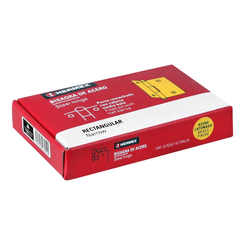 Bisagra Rectangular 4" Acero Latonado, Hermex - Tool Ferreterías / Ferretodo - Herramientas y material de construcción.