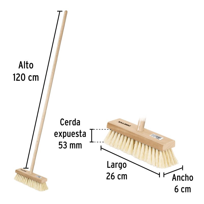 Cepillo para impermeabilizar con cerdas de ixtle, mango de 48", 28002 Pretul CIM - 28P - Tool Ferreterías / Ferretodo - Herramientas y material de construcción.