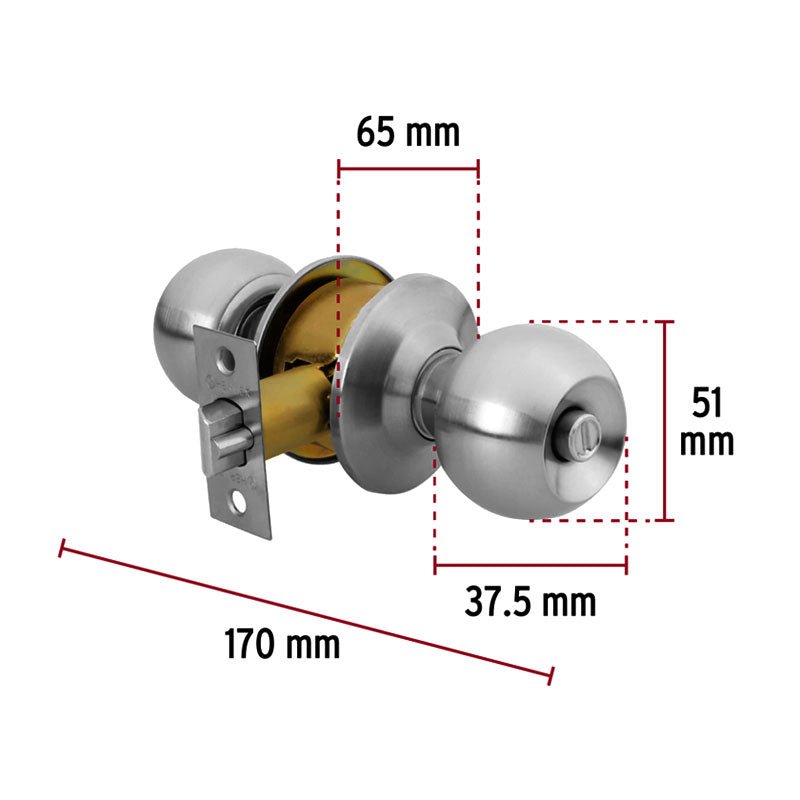 Cerradura Tipo Esfera, Cilíndrico, Recámara, Cromo, Basic - Tool Ferreterías / Ferretodo - Herramientas y material de construcción.